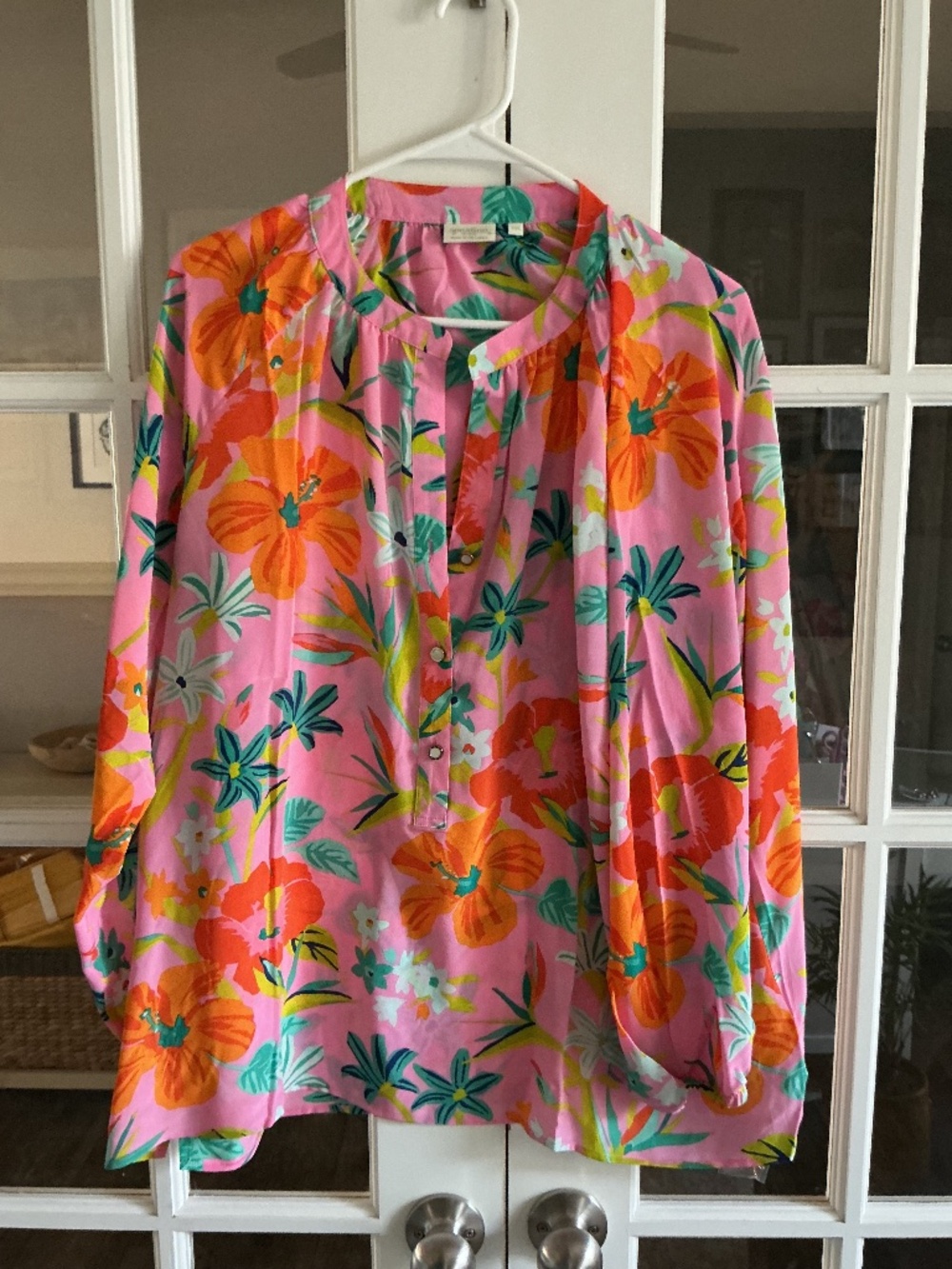 Spartina 449 100% Silk Floral Cora Blouse - XXL